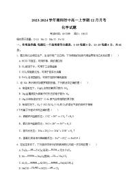 江苏省南京师范大学附属中学2023-2024学年高一上学期12月月考化学试卷