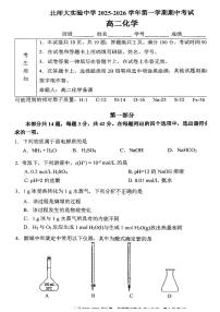 2025北京北师大实验中学高二（上）期中化学试卷
