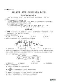 浙江杭州地区（含周边）重点中学2025-2026学年高一上学期11月期中化学试题+答案
