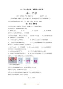 北京市清华附中朝阳学校2025～2026学年高一上期中化学试卷(含答案)