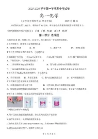 北京市清华附中朝阳学校2025-2026学年高一上学期期中考试化学试题