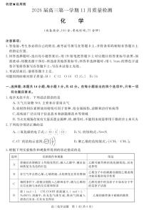 安徽省华师联盟2026届高三上学期11月质量检测化学试卷（PDF版附解析）