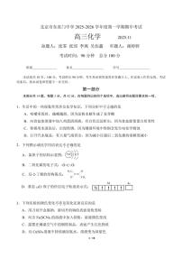 2025北京东直门中学高三（上）期中化学试卷