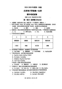 北京市育才学校2025-2026学年高一上学期期中考试化学试题（选考班）