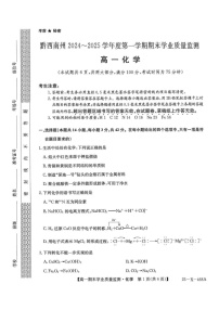 黔西南州2024-2025学年高一上学期期末质量检测化学试卷