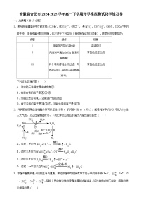 安徽省合肥市2024-2025学年高一下学期开学模拟测试化学练习卷-A4