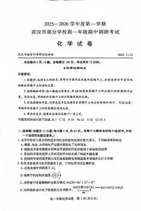 河北省武汉市部分学校2025-2026学年高一上学期期中调研化学试卷（含答案）