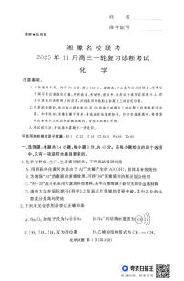 湘豫联考2026届高三上学期11月期中化学试题（含答案）
