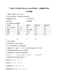 广东省广州市执信中学2025-2026学年高一上学期期中考试 化学试题（含答案）