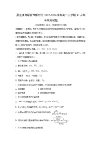 黑龙江省绥化市新时代2025-2026学年高一上学期11月期中联考化学试卷（学生版）