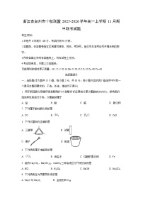 浙江省台州市十校联盟2025-2026学年高一上学期11月期中联考化学试卷（学生版）