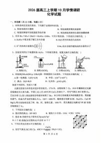 江苏省南京市、镇江市、徐州市联盟校2026届高三上学期10月学情调研化学试卷（PDF版附答案）