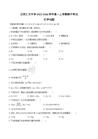 北京汇文中学2025-2026学年高一上学期期中考试 化学试题（含答案）