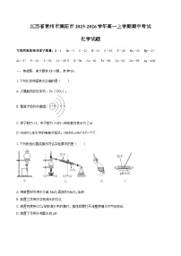 江苏省常州市溧阳市2025-2026学年高一上学期期中考试化学试题（含答案）