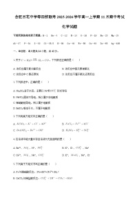 安徽省合肥市蜀山区合肥百花中学等四校联考2025-2026学年高一上学期11月期中考试化学试题（含答案）