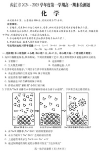 四川省内江市2024-2025学年高一上学期期末检测化学试题