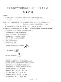 重庆实验外国语学校2025-2026学年度高一上学期11月月考（五）化学试卷（含答案）