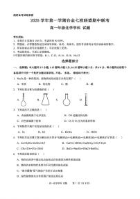 浙江省台金七校联盟2025-2026学年高一上学期11月期中联考化学试卷（含答案）