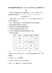 甘肃省张掖市省重点高中2025-2026学年高二上学期期中考试化学试卷（学生版）