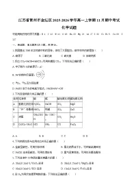 江苏省常州市金坛区2025-2026学年高一上学期11月期中考试化学试题（含答案）