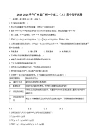 2025-2026学年广东省广州一中高二（上）期中化学试卷（有答案和解析）