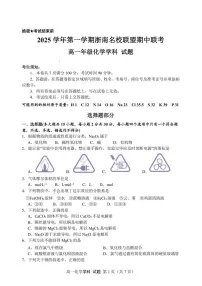 浙江省浙南名校联盟2025-2026学年高一上学期11月期中考试化学试卷