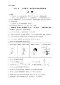 山东师大附中2026届高三上学期期中考试化学试题（含答案）