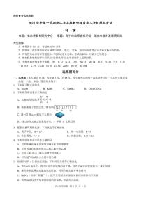 浙江省县域教研联盟2025-2026学年第一学期12月高三上学期模拟考试化学试题（含答案）