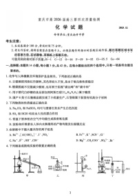 重庆市南开中学2025-2026学年高三上学期12月考试化学试卷