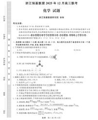 2025-2026浙江强基联盟高三上学期12月化学试题及答案