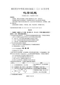 重庆育才中学校2026届高三上学期12月月考化学试题及答案