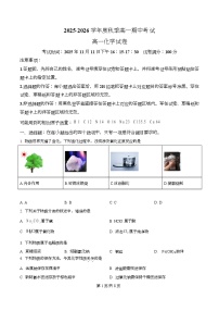 湖北省黄石市2025-2026学年高一上学期期中考试化学试题（Word版附解析）