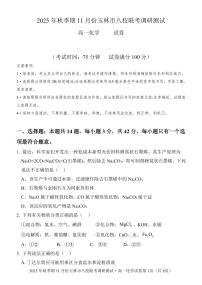 广西玉林市八校2025年秋季期11月份高一年级上学期联合调研测试化学试题及答案