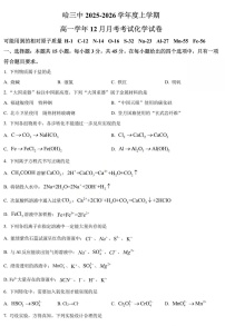 黑龙江省哈三中2025-2026学年高一上学期12月考试化学试卷