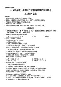 2025-2026学年第一学期浙江省精诚联盟适应性联考高三化学试卷（含答案）