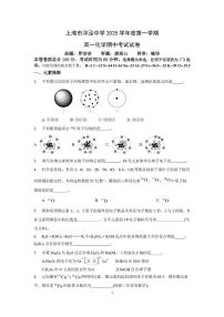 上海市洋泾中学2025-2026学年高一上学期期中考试 化学试卷