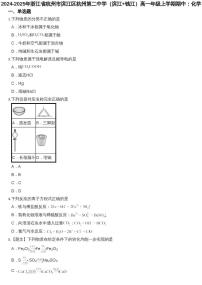 浙江省杭州第二中学2024-2025学年高一上学期期中化学试题