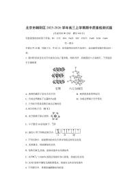 北京市朝阳区2025-2026学年高三上学期期中质量检测化学试卷（学生版）