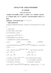 2025-2026学年上海市进才中学高二上学期（10月）月考化学试卷（含答案）