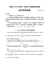 上海市杨浦区2025-2026学年高三上学期12月模拟质量调研 化学试题（高考模拟）