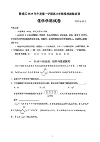 上海市杨浦区2025-2026学年高三上学期12月模拟质量调研化学试题（高考模拟）