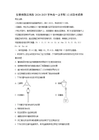 安徽省皖江名校2024-2025学年高一上学期12月联考化学试卷（学生版）