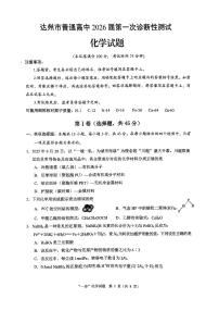 四川省达州市普通高中2026届高三上学期12月第一次诊断性测试化学试题及答案