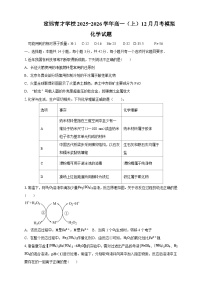 安徽省定远育才学校2025-2026学年高一（上）12月月考模拟化学试题