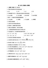 2025北京一零一中高一（上）统练四化学试卷