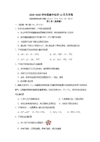 四川省眉山市彭山区第一中学2025-2026学年高一上学期12月月考化学试题（含答案）含答案解析