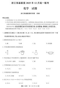 浙江省强基联盟2025-2026学年高一上学期12月月考化学试题+答案