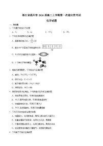 浙江省温州市普通高中2026届高三上学期第一次适应性考试 化学试卷（含答案）