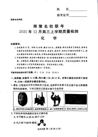 湘豫名校联考2025-2026学年高三上学期12月月考化学试题（含答案）