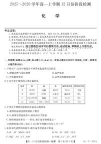 安徽省特色高中教研联谊会2025-2026学年高一上学期12月月考 化学试题